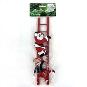 Vintage Christmas Decor Santa Elf Climbing‎ Red Wood Ladder NEW in Package Tree